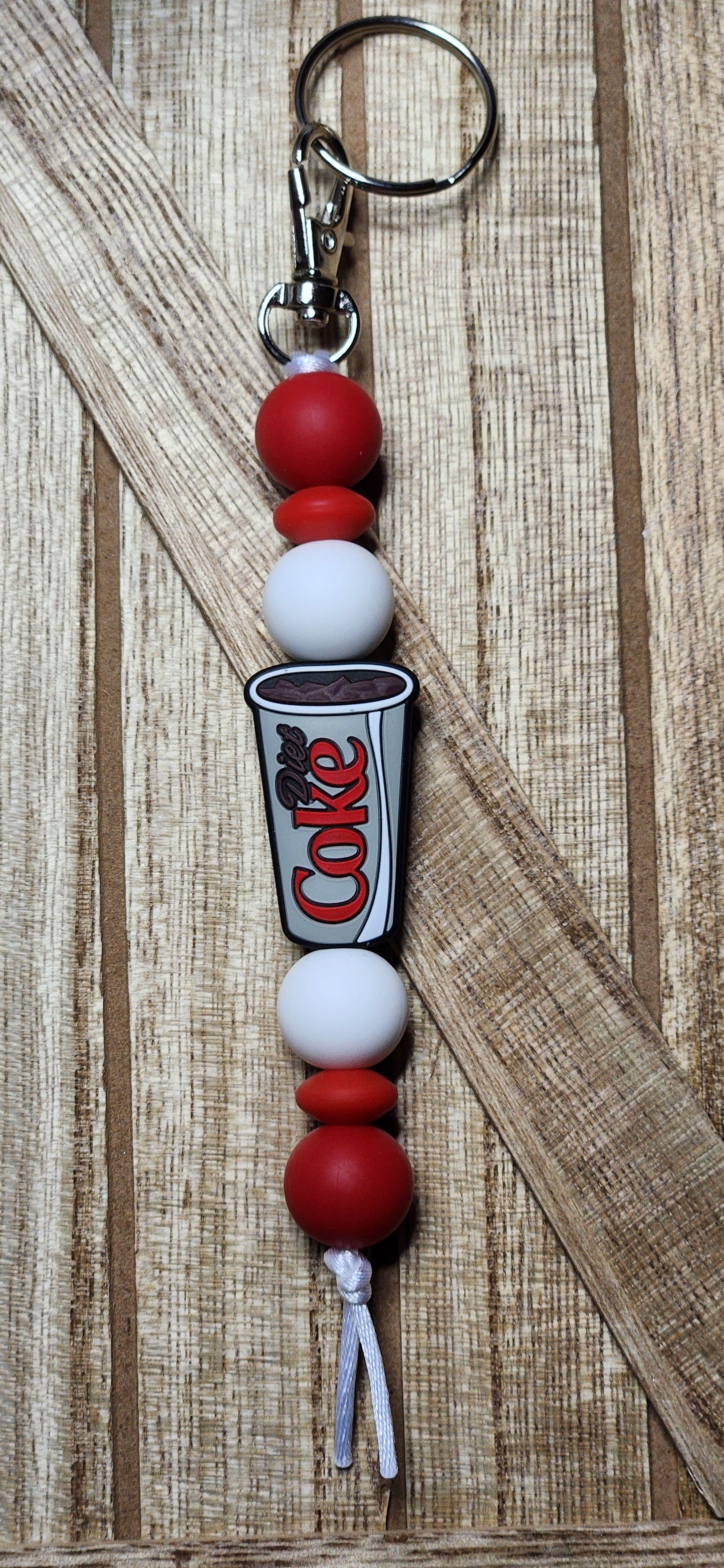 Diet Cola silicone beaded keychain