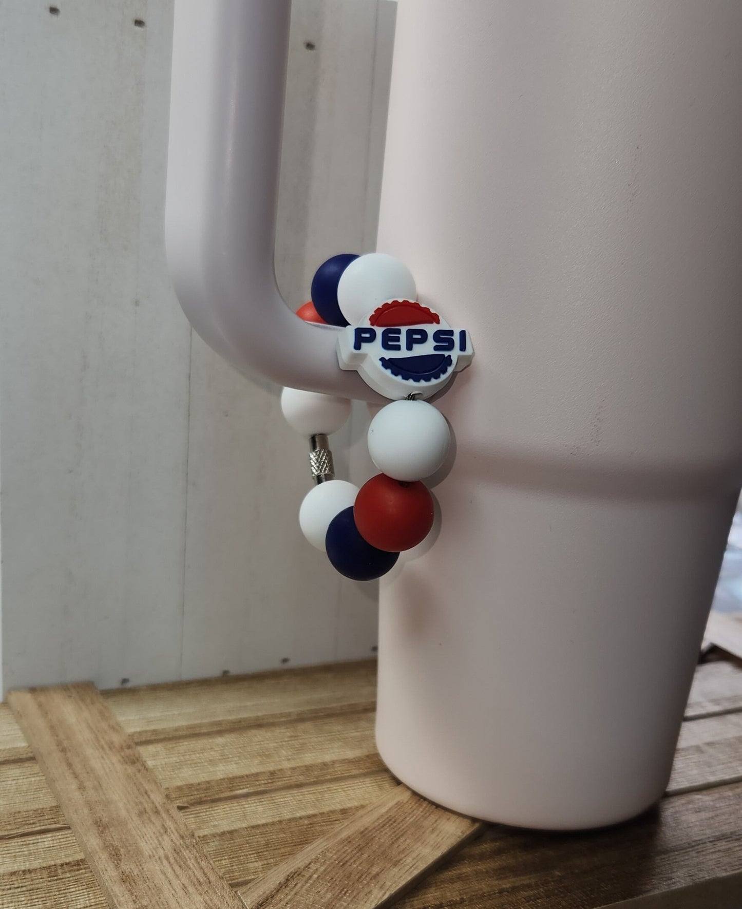 Blue and Red Cola silicone beaded tumbler cup charm