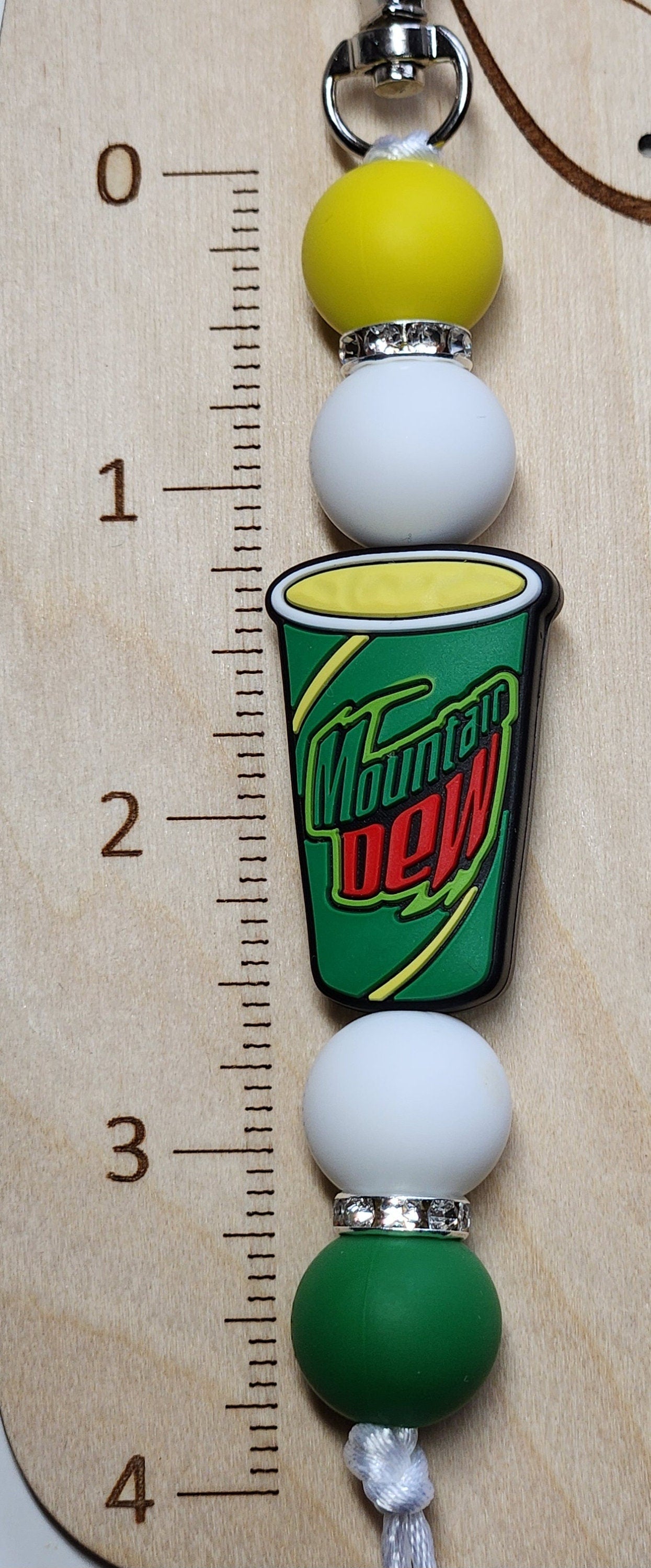 Mt Dew silicone beaded keychain