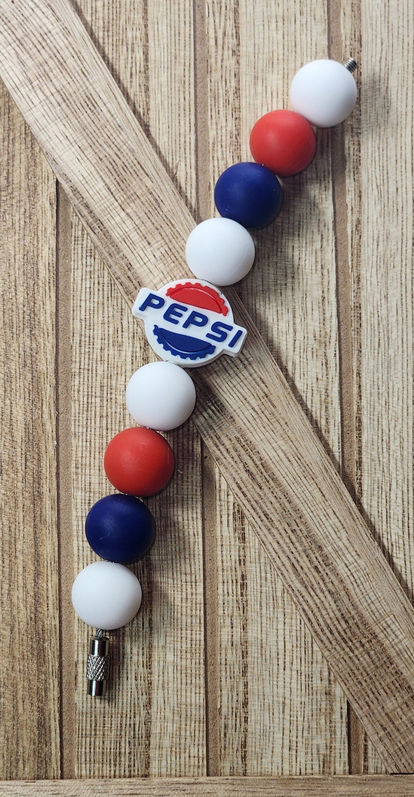 Blue and Red Cola silicone beaded tumbler cup charm