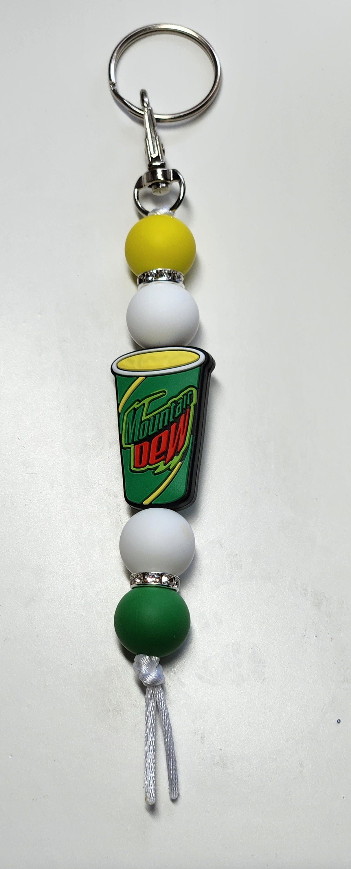Mt Dew silicone beaded keychain