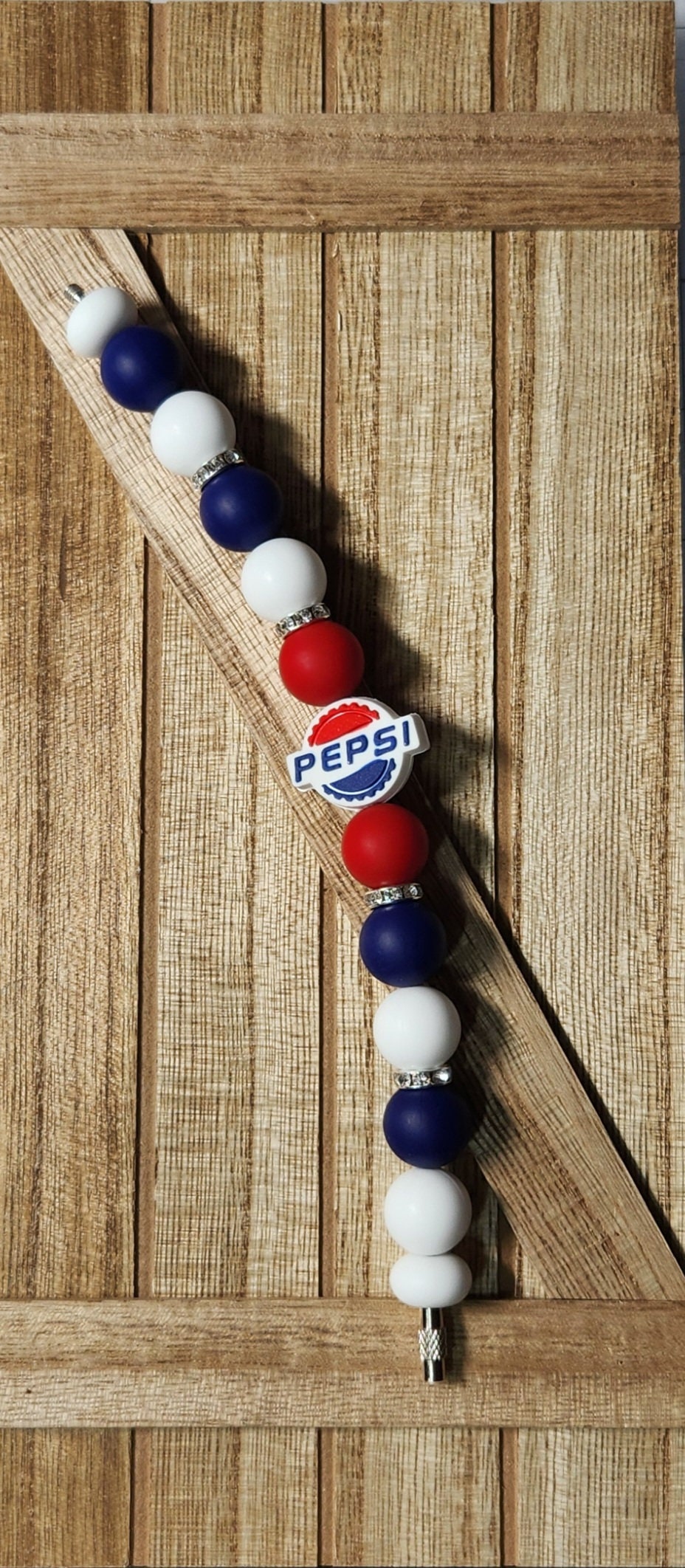 Blue and Red Cola silicone beaded tumbler cup charm