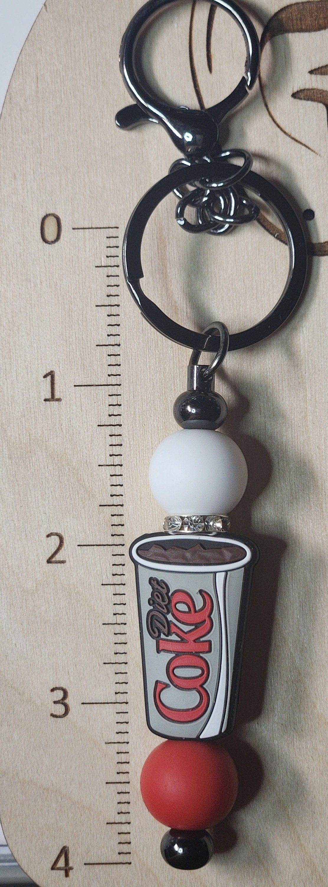 Diet Cola silicone beaded bar keychain