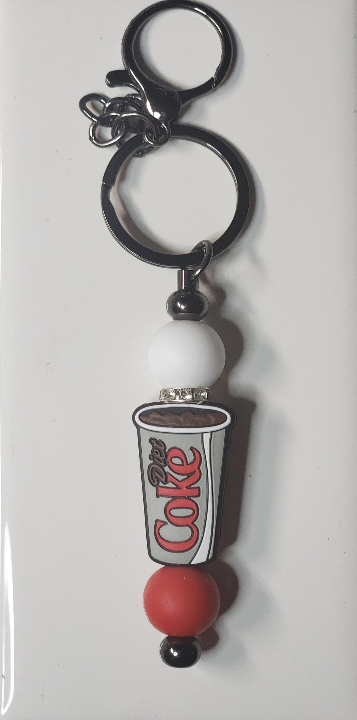 Diet Cola silicone beaded bar keychain