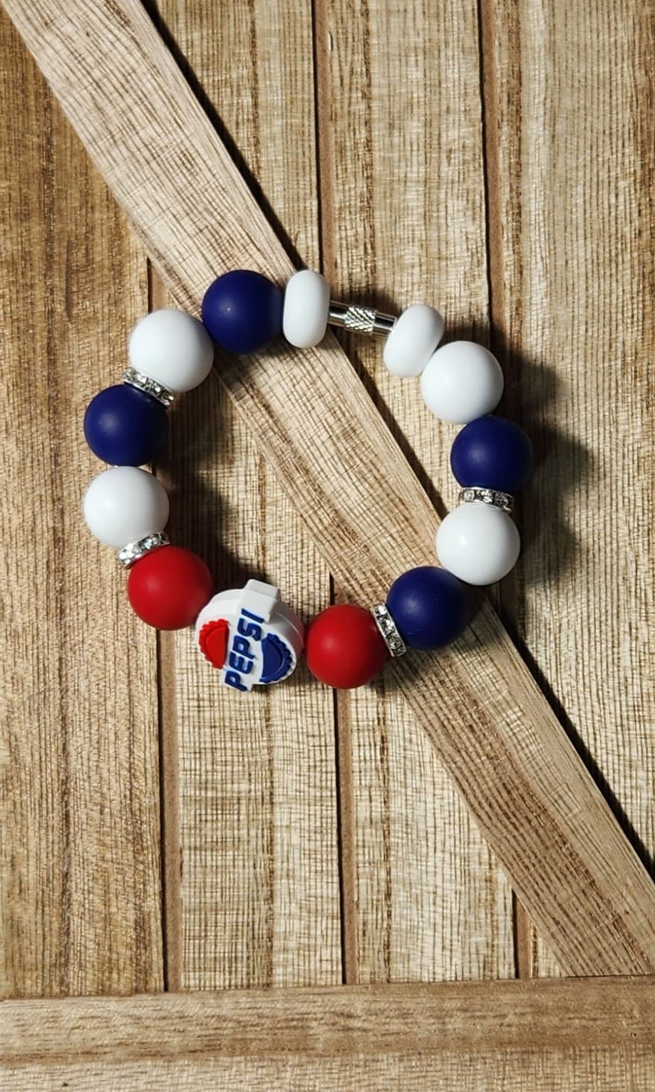 Blue and Red Cola silicone beaded tumbler cup charm
