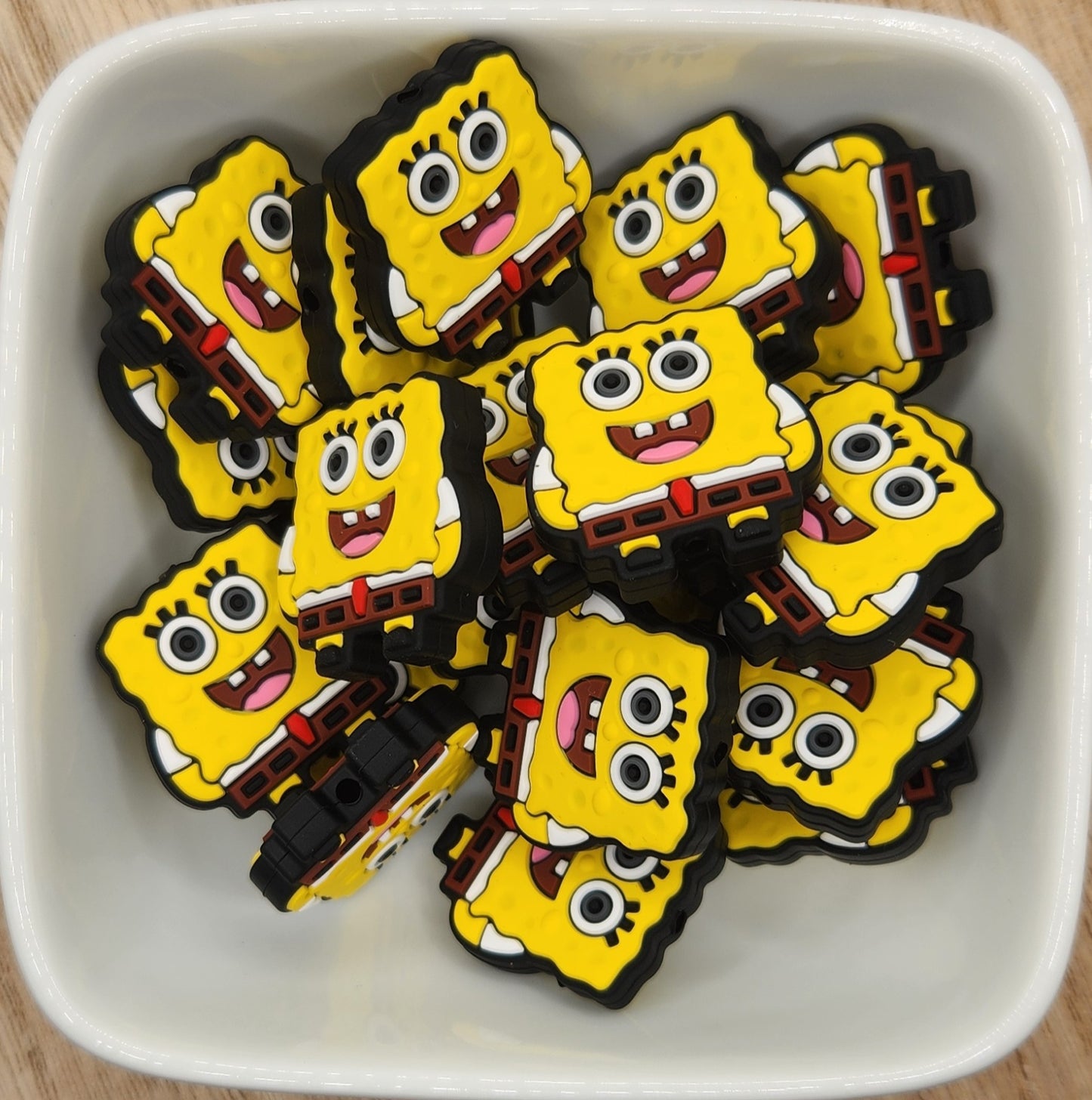 Yellow Sponge Silicone focal bead