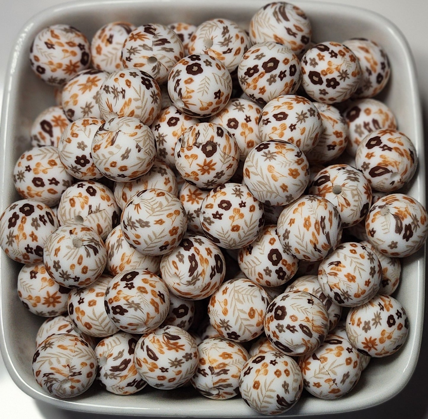 15 mm Printed Silicone Beads 10 pack