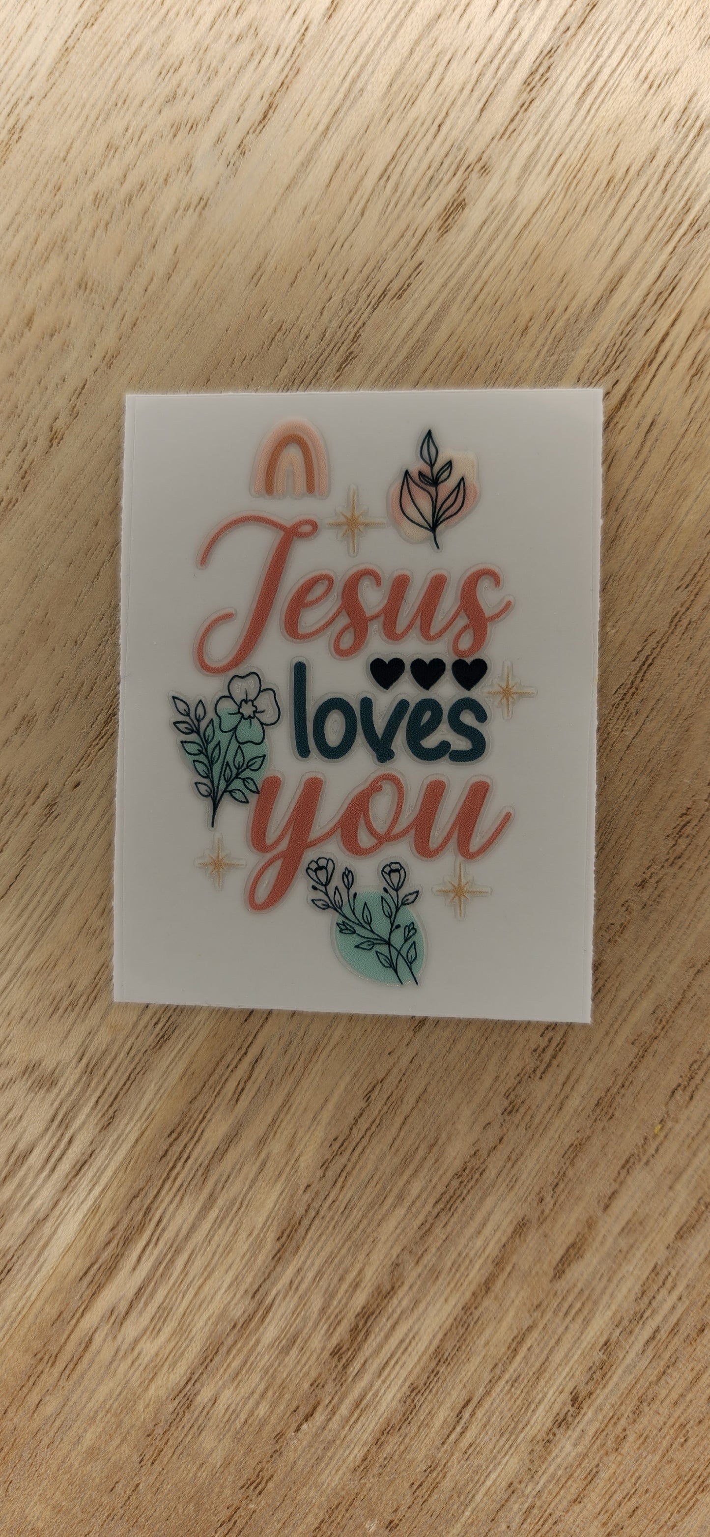 Jesus loves you - 2 by 2.25 inches Mini UVDTF