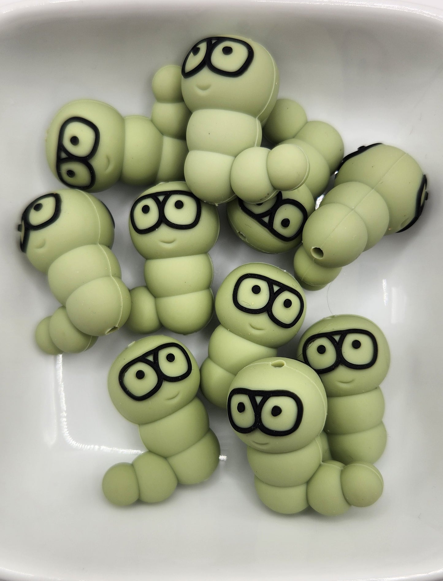 Book worm silicone focal bead
