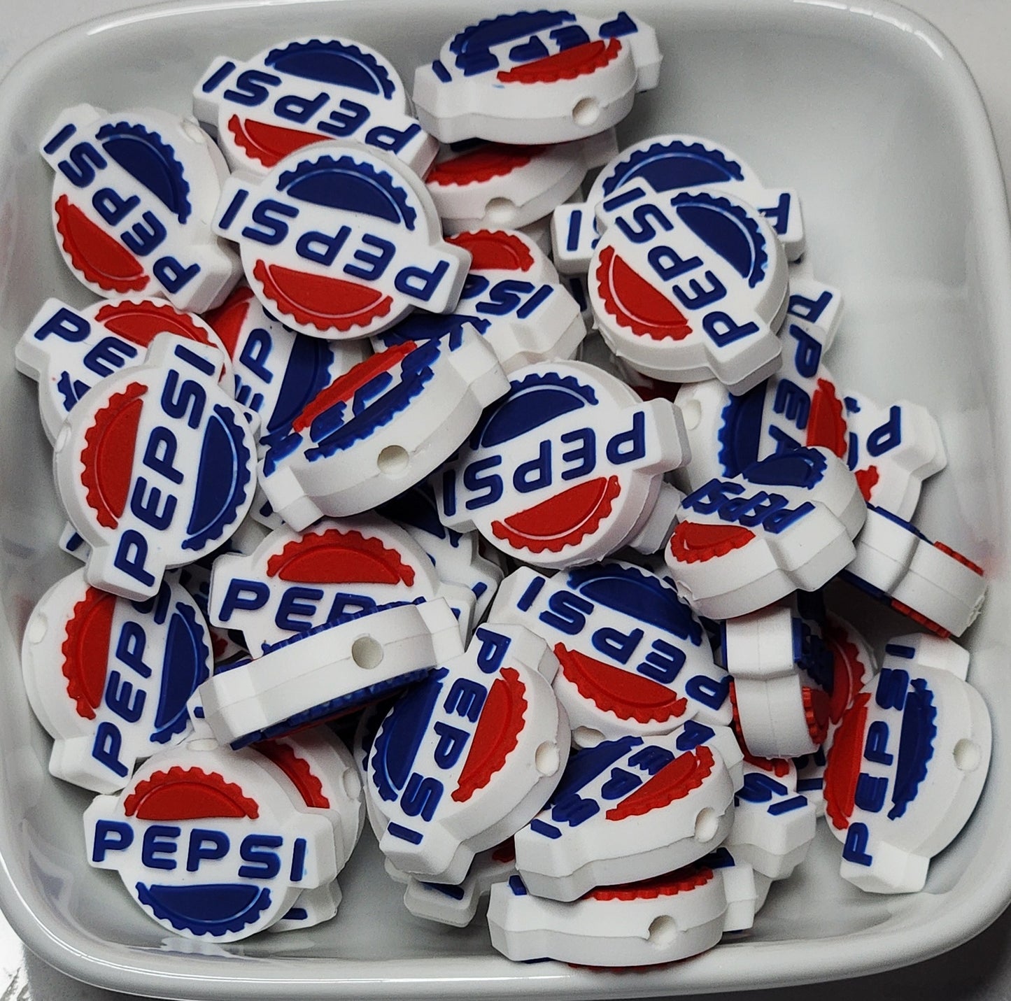 Blue and Red Cola Silicone focal bead