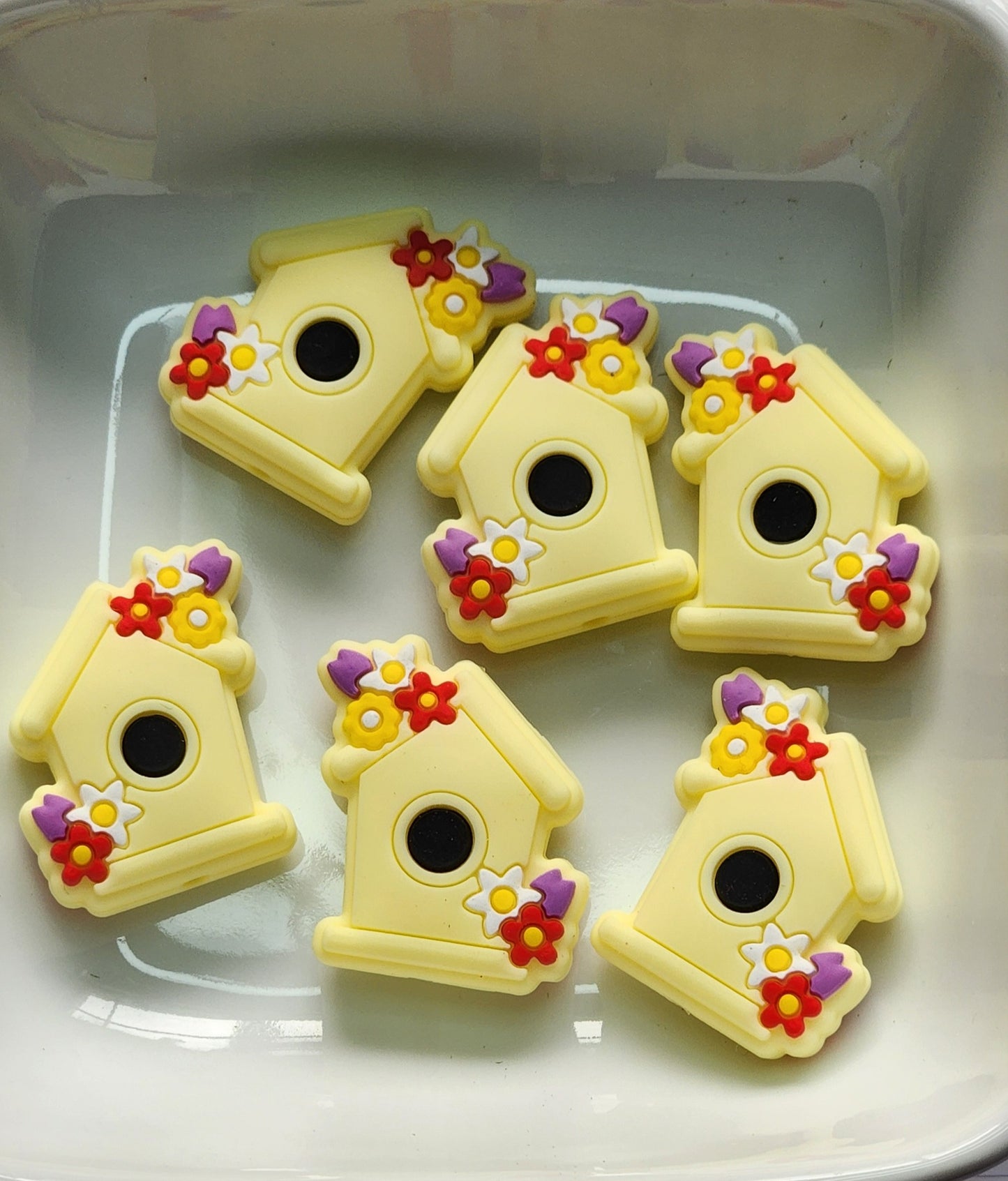 Birdhouse silicone focal beads