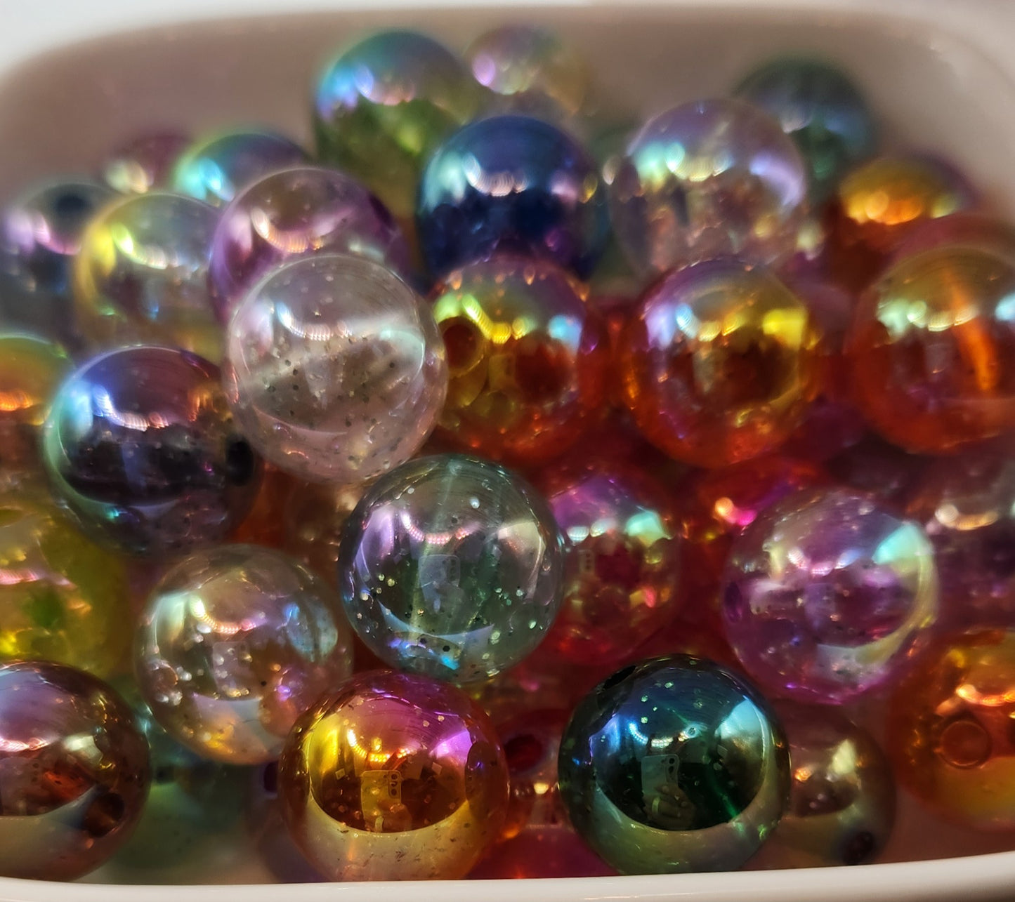 16 mm Acrylic Glitter beads mixed 10 count bag