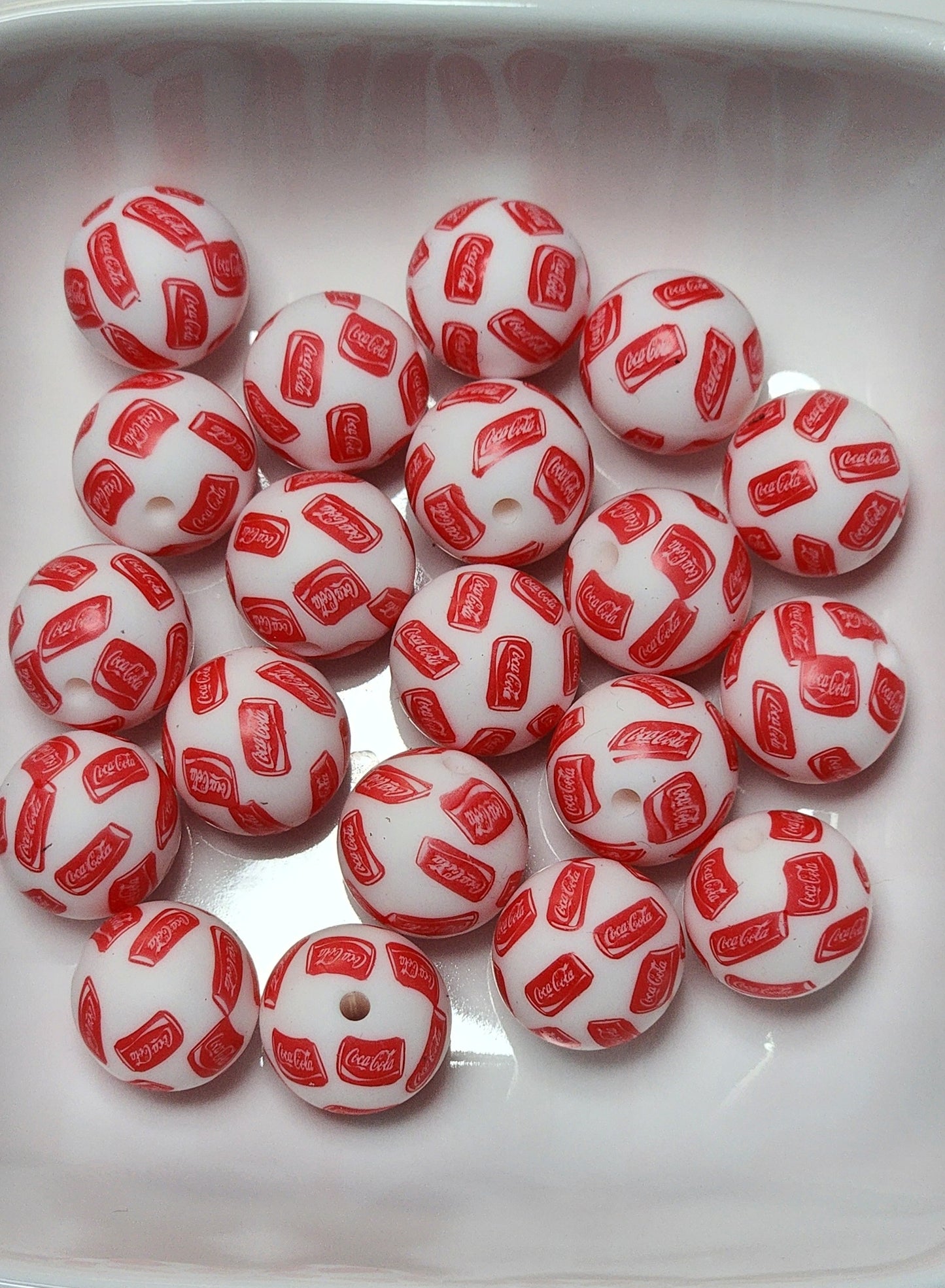 15 mm Printed Silicone Beads 10 pack