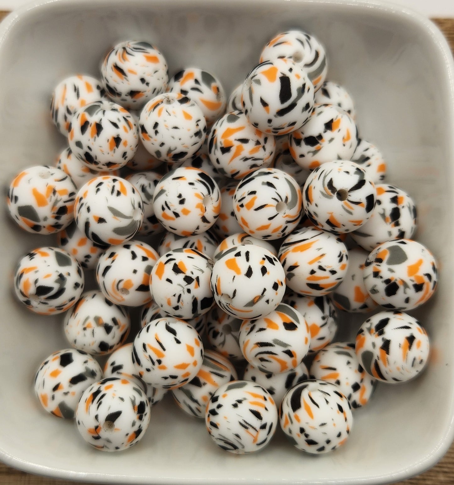 15 mm Printed Silicone Beads 10 pack