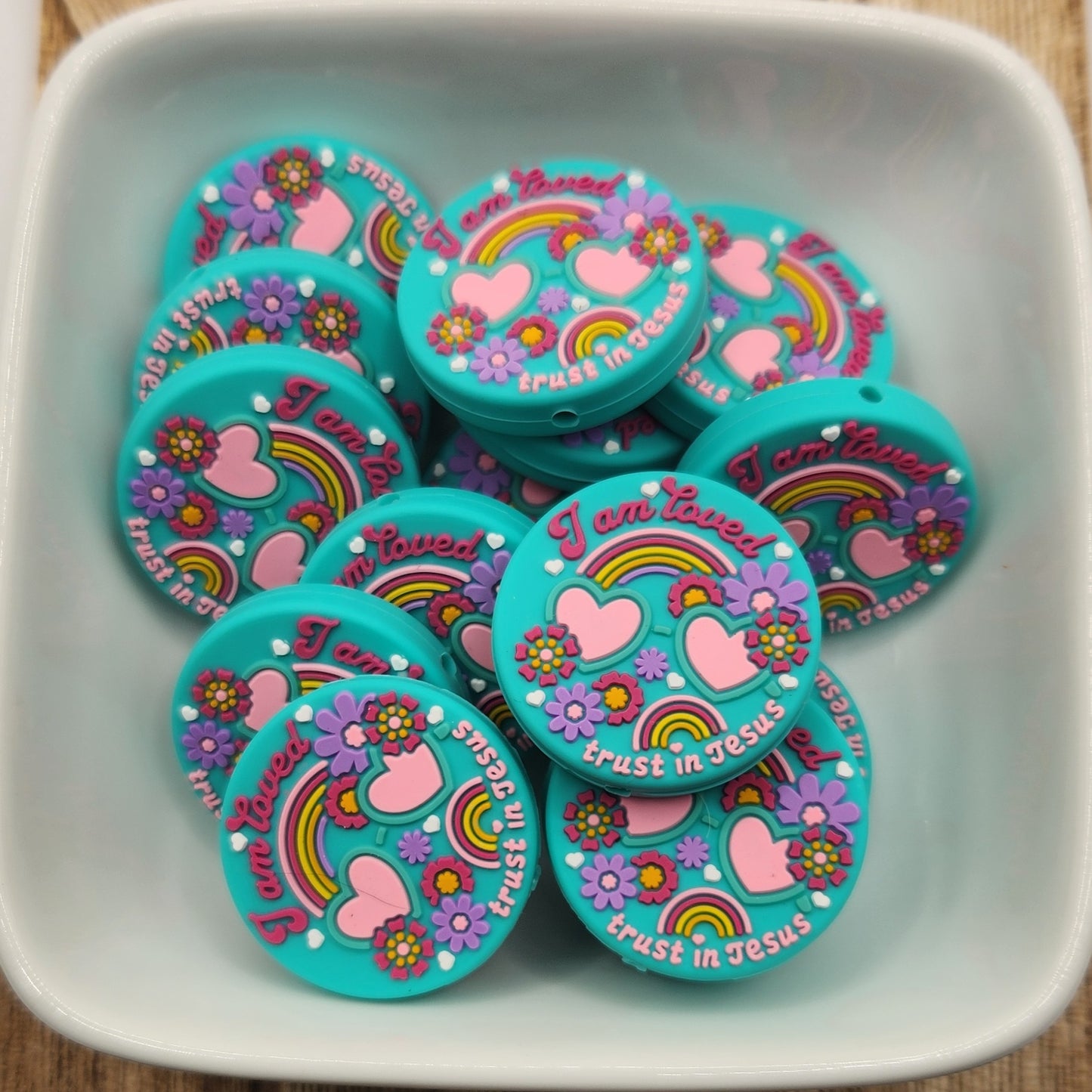 I am loved silicone focal bead