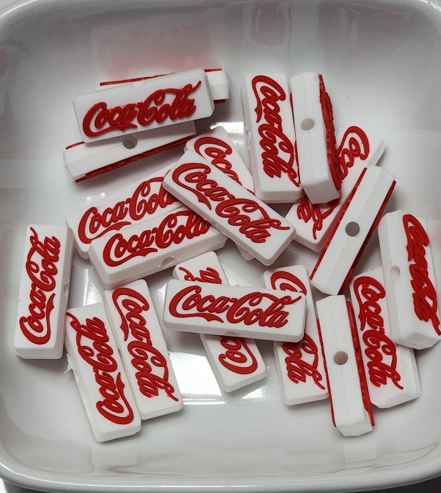 Cola rectangle Silicone focal bead