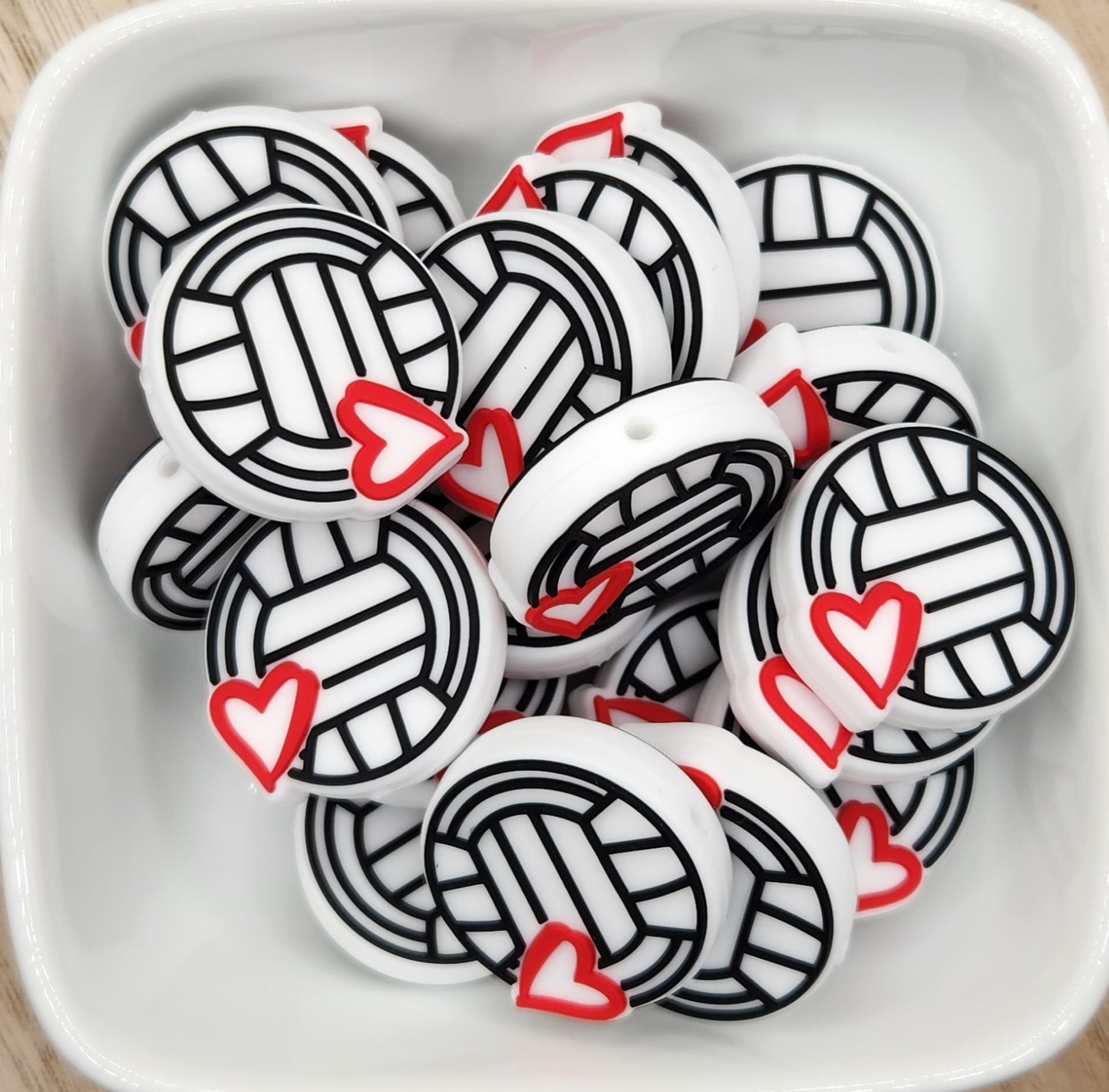 Volleyball Silicone focal bead