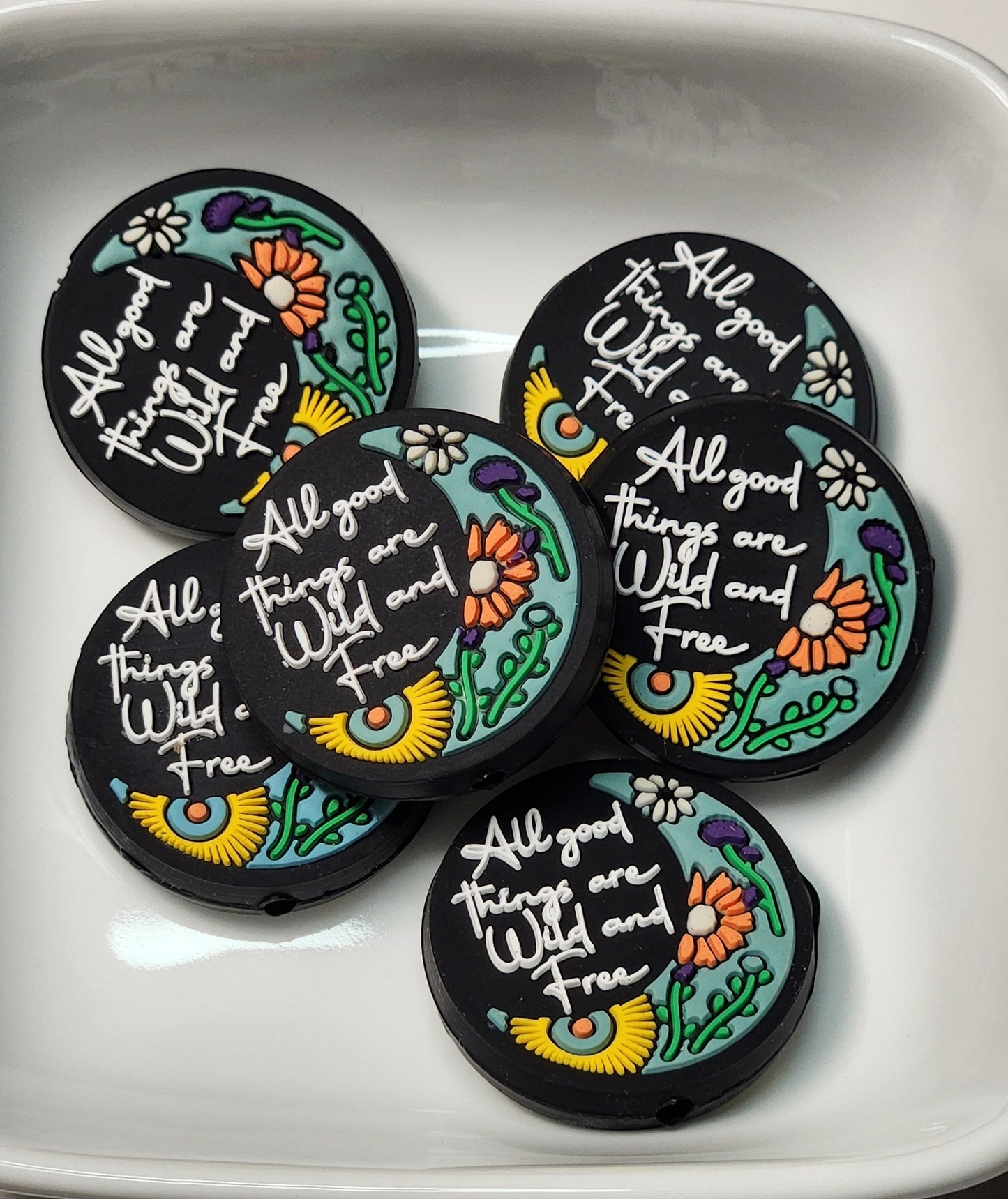 Quote Themed Silicone focal beads
