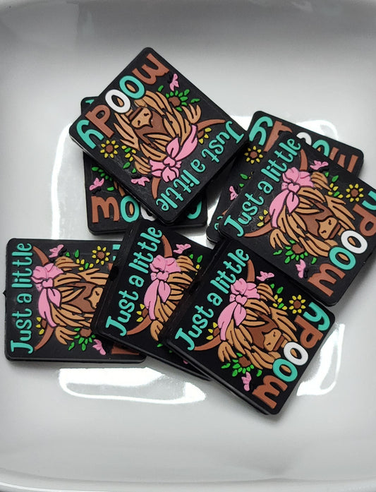 Moody Highland Cow Themed Silicone focal bead