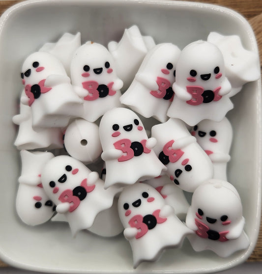 3D Boo Ghost Halloween silicone focal bead