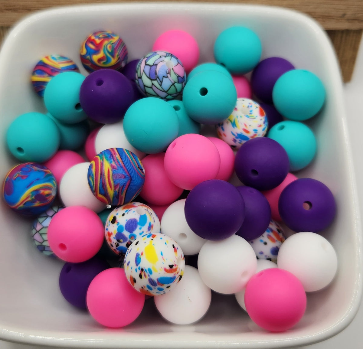 15 mm Silicone Bead Mixed Bags 30-60 beads, some focals