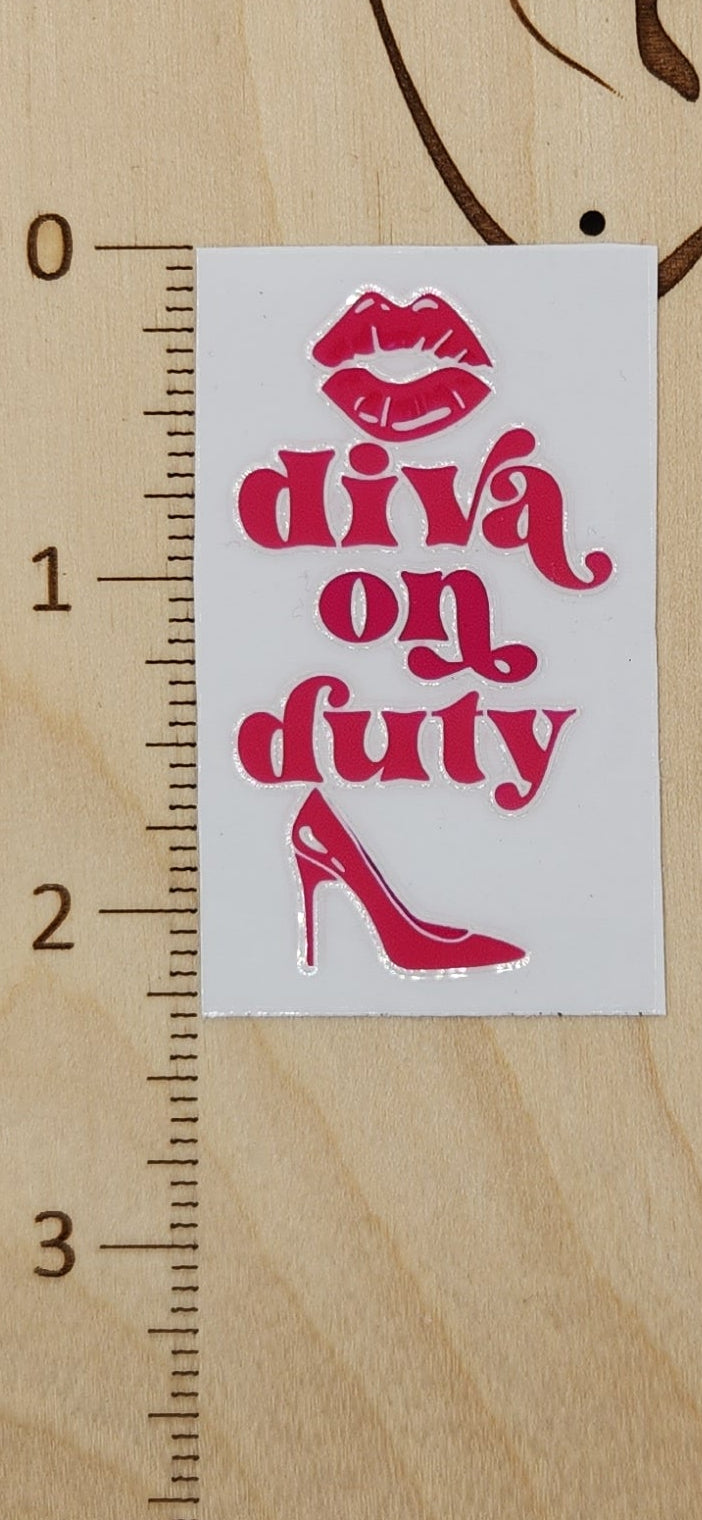 Diva on duty - 1.25 by 2.25 inches Mini UVDTF