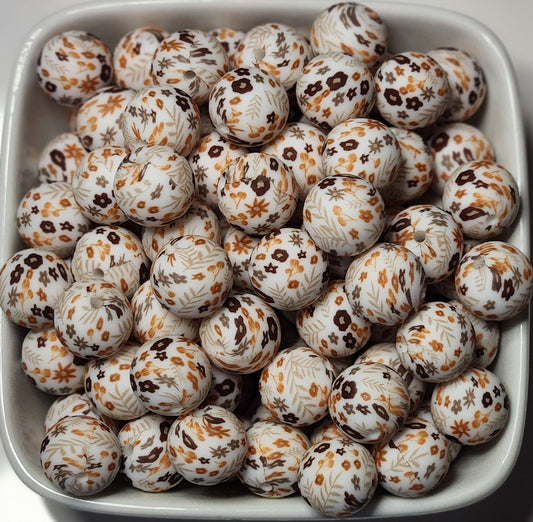 15 mm Printed Silicone Beads 10 pack