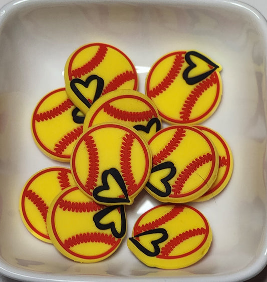 Softball Silicone focal bead