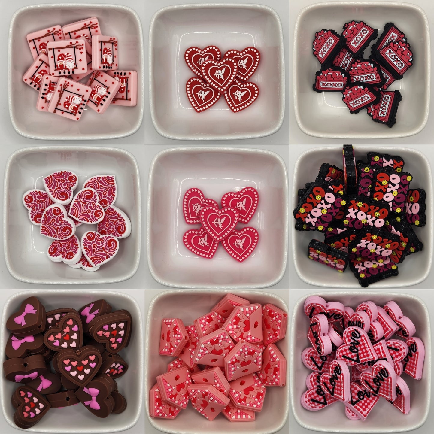 Valentines Themed Silicone focal beads