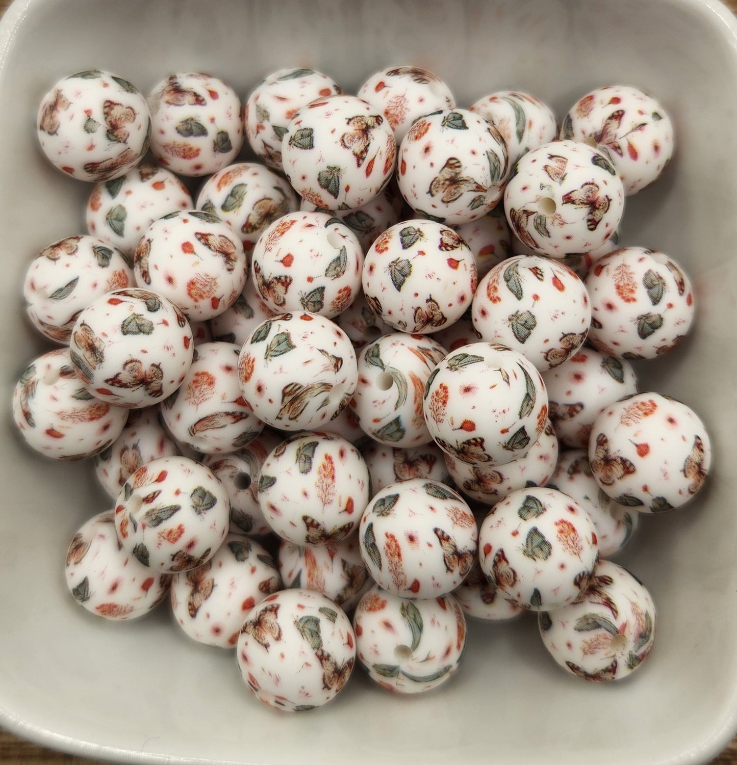15 mm Printed Silicone Beads 10 pack