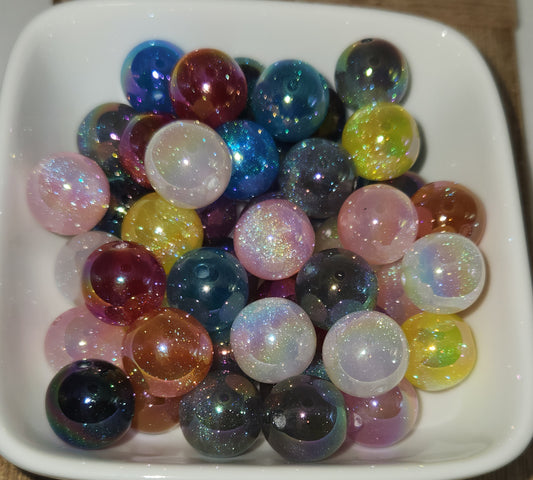16 mm Glossy Glitter acrylic beads 10 count mixed bag