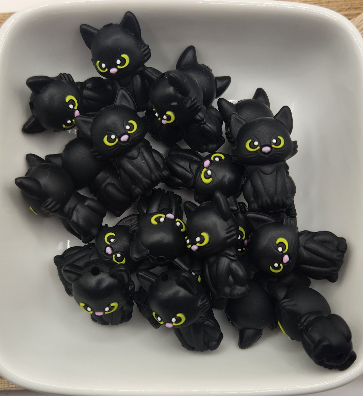 3D Black Cat Halloween silicone focal bead