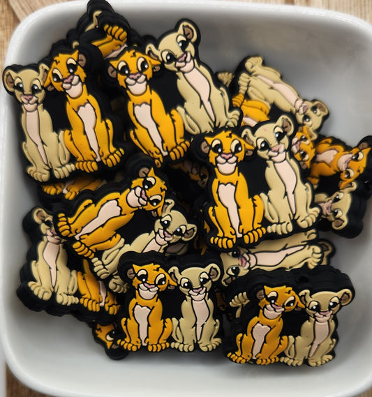 Lion and Lioness Silicone focal bead