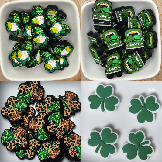 St Patrick's Day Themed Silicone focal beads