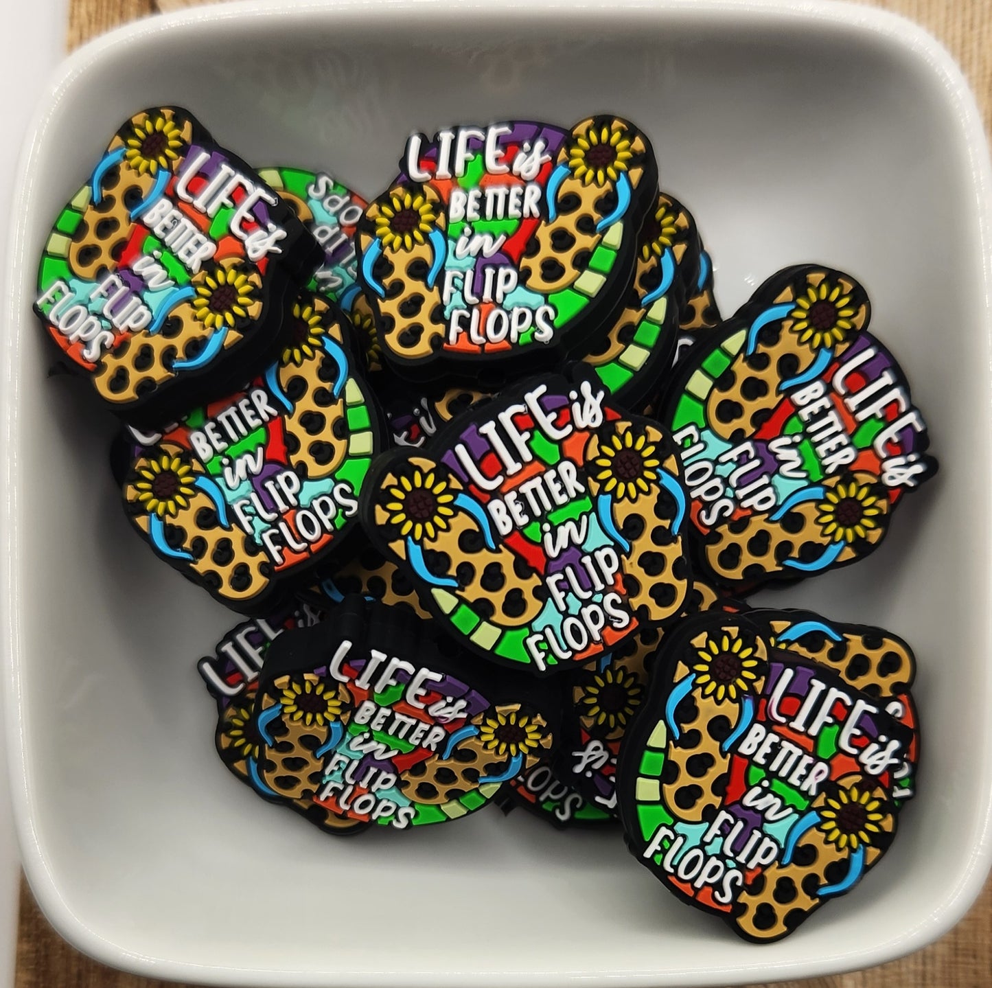 Life better in flip flops Silicone focal bead