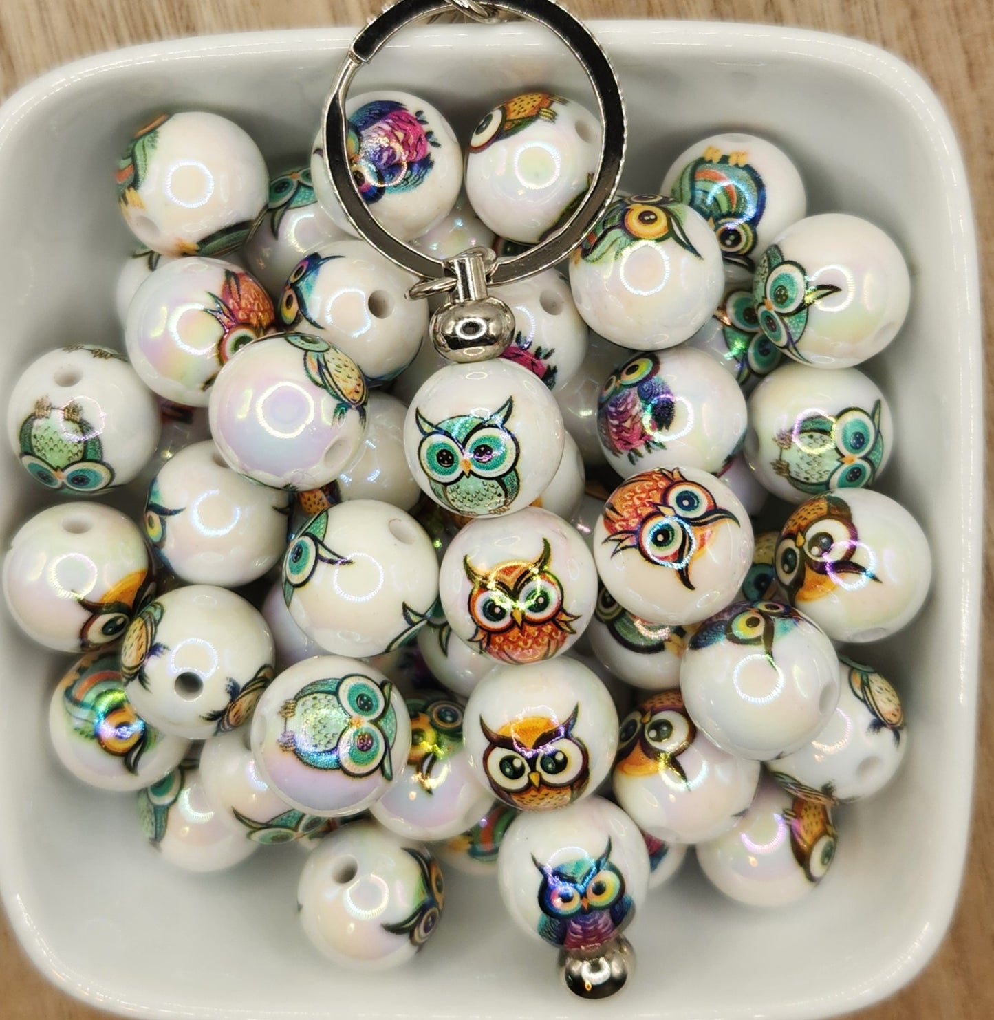 16 mm Acrylic Owl beads 5 count