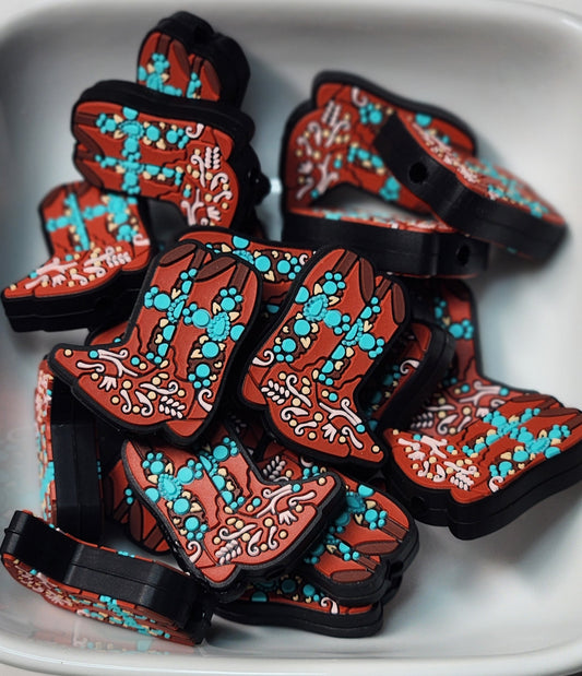 Cowboy Boots Silicone focal bead