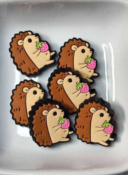 Hedgehog w/ Strawberry Silicone focal bead