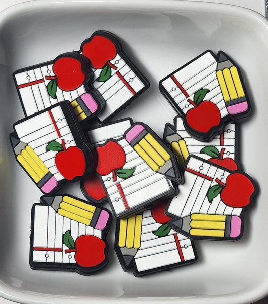 Notebook Pencil Silicone focal bead