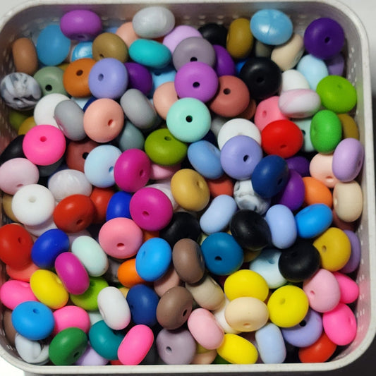 14 mm Silicone Abacus spacers 20 count mixed