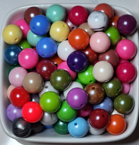 15 mm Opal glitter Silicone Beads 20 count mixed
