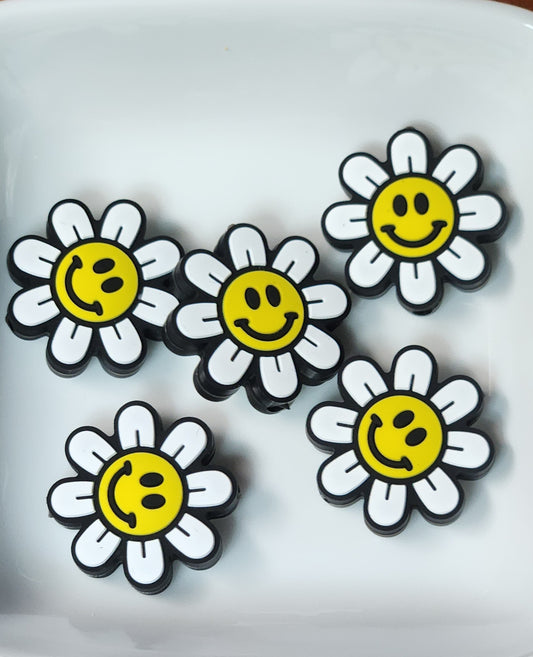 Flower Smiley Silicone focal bead