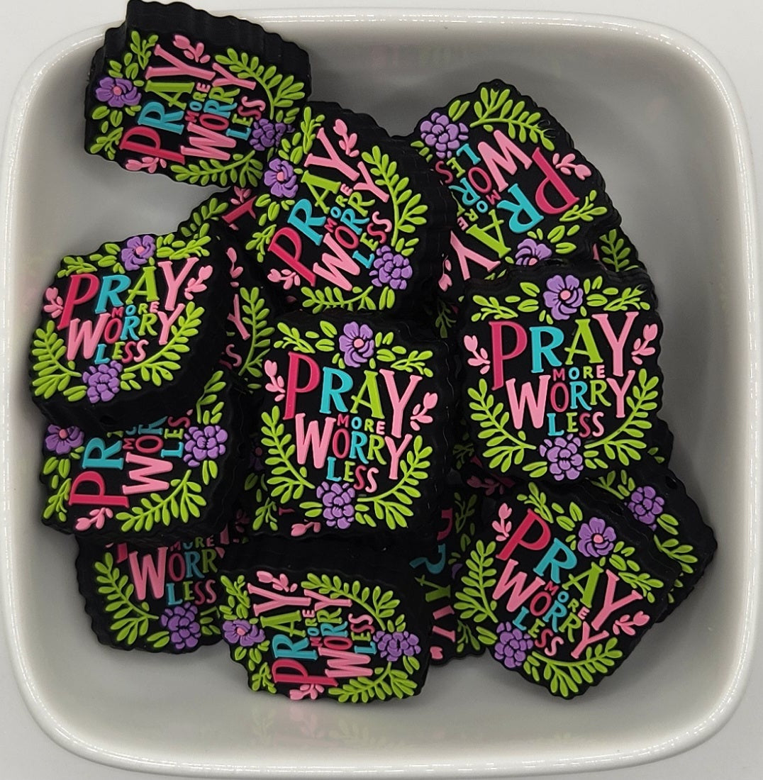 Pray more silicone focal bead