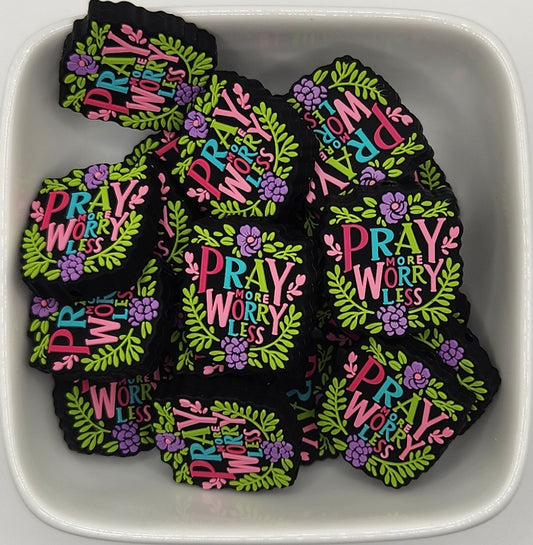 Pray more silicone focal bead