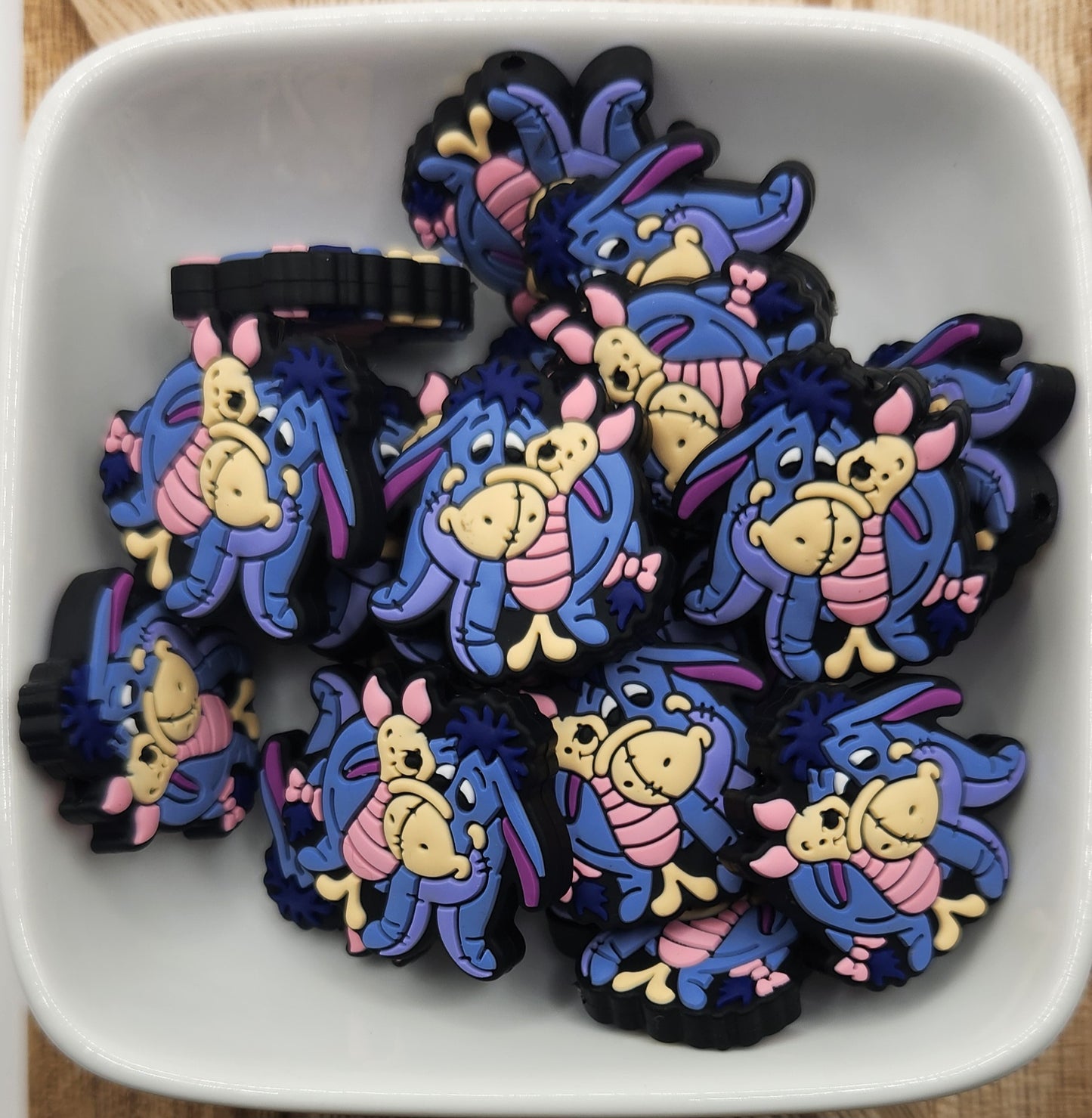 Sad Donkey and Pig Silicone focal bead