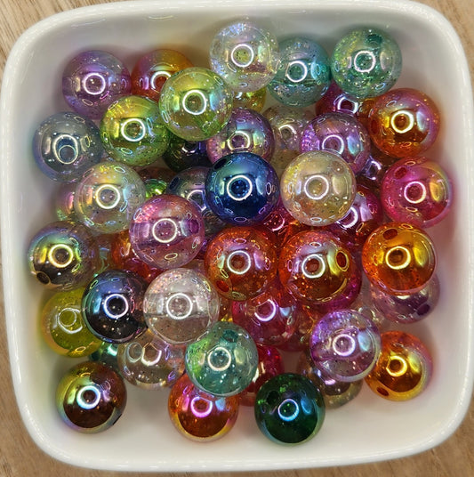 16 mm Acrylic Glitter beads mixed  10 count bag