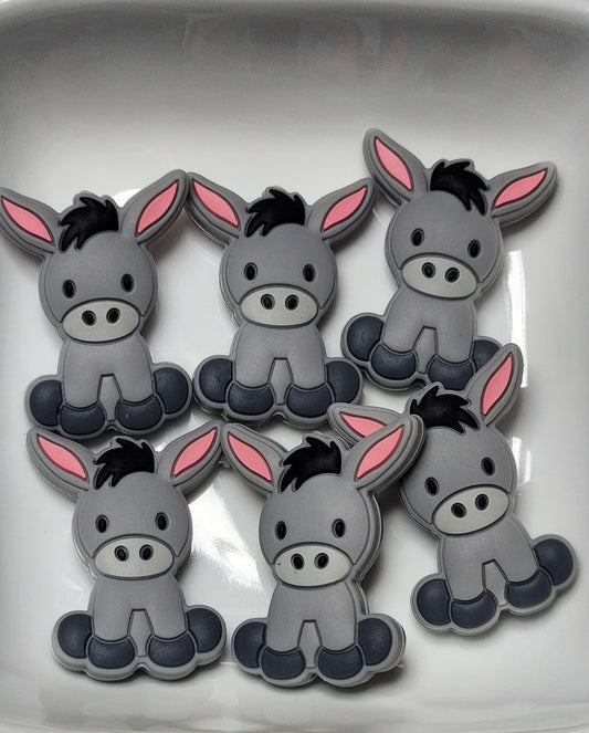 Grey Donkey Silicone focal bead